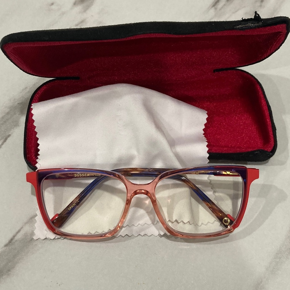 Color-Block Red & Pink Womens Eyeglasses